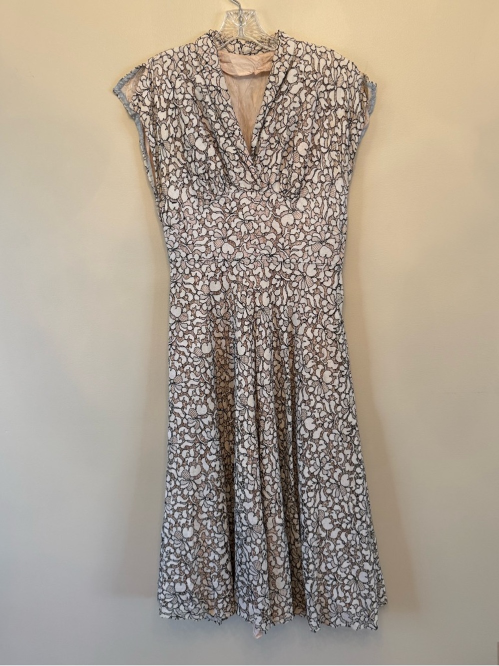 Vintage 1960’s Black and White Floral Embroidered Dress